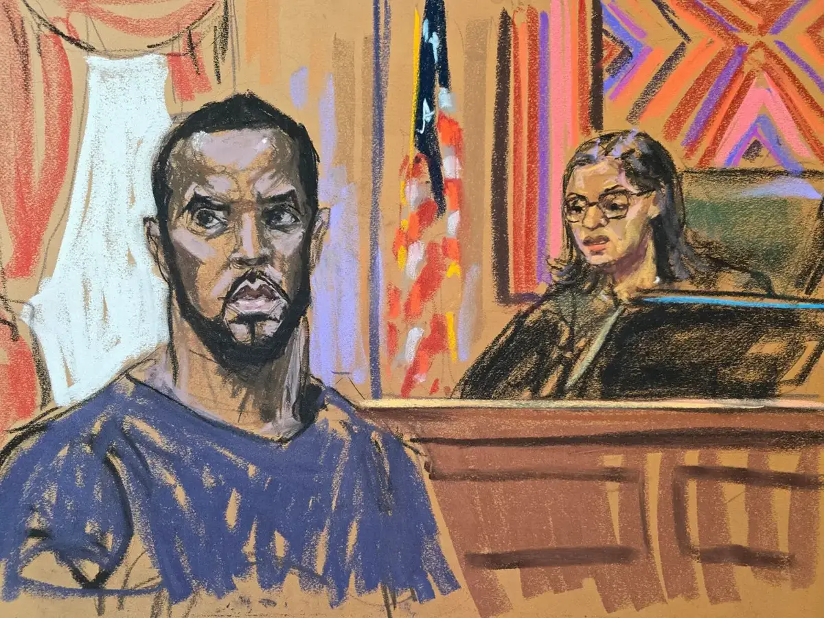 The court sketch of Sean Combs