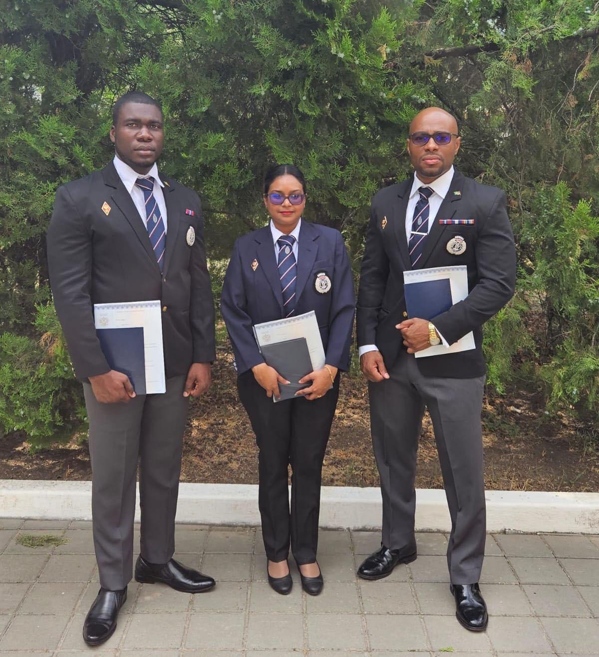 From left are Sergeant Leroy Carroll), Sergeant Purnima Seepaul and Deputy Superintendent Eon Alonzo. (Police photo)