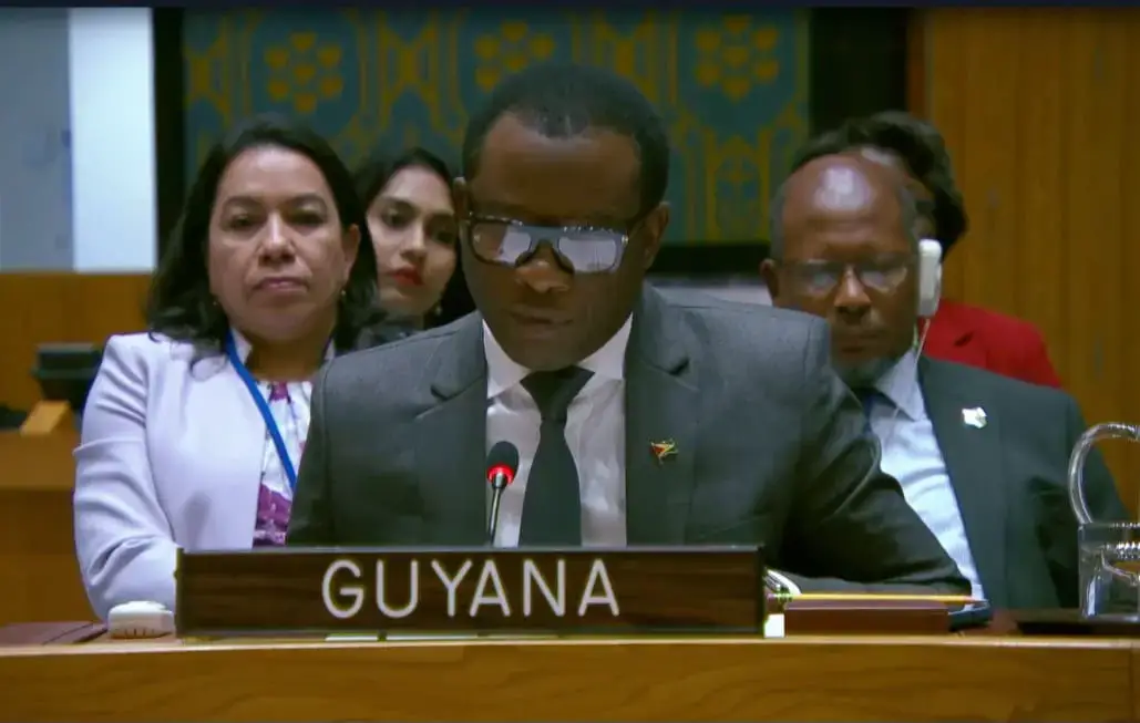 Guyana’s Minister of Foreign Affairs and International Cooperation, Hugh Todd addressing the Security Council