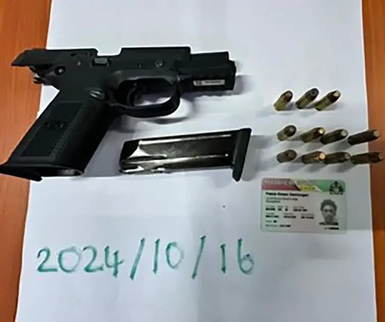 The gun and ammunition found