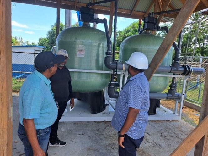 GWI Chief Executive Officer, Shaik Baksh, inspecting works at the Farm, East Bank Demerara, pump station