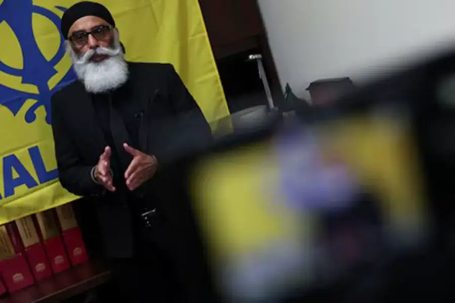 Gurpatwant Singh Pannun, a 56-year-old dual U.S.-Canadian citizen, speaks during an interview in New York City, U.S., October 18, 2024.