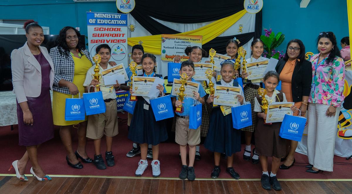 Some of the winners with their trophies and certificates (Ministry of Education photo)