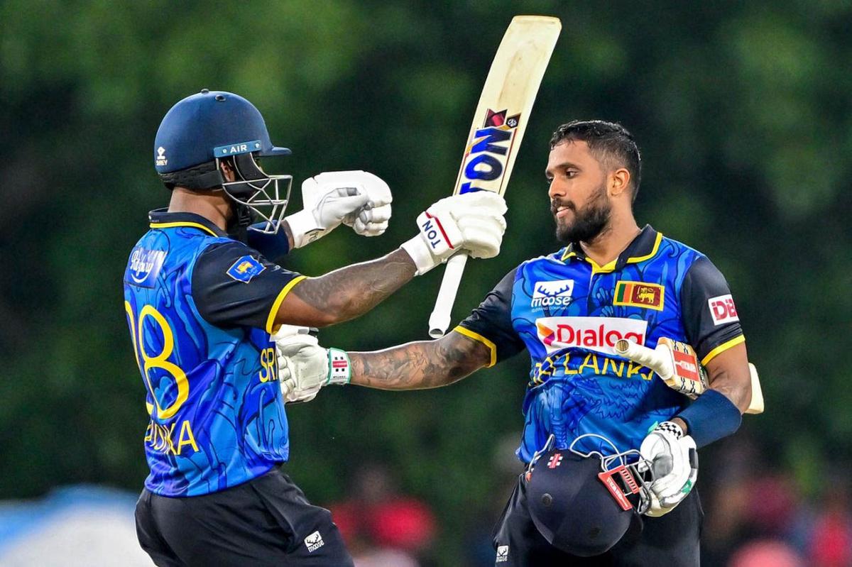 Kusal Mendis (right) and Avishka Fernando combined for a team record second wicket partnership of 206 as they eventually scored 143 and 100, respectively (ESPN Cricinfo Photo).