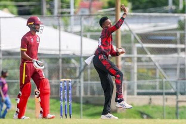 MATCH-WINNING PERFORMANCE: T&T Red Force spinner Khary Pierre in action during his spell of three for 14, against the West Indies Academy in their CG United Super50 Cup match, at Sir Frank Worrell Memorial Ground, The UWI St Augustine Campus, on Thursday. Pierre was named Player of the Match as T&T cruised to an emphatic nine-wicket win. —Photo: CWI MEDIA