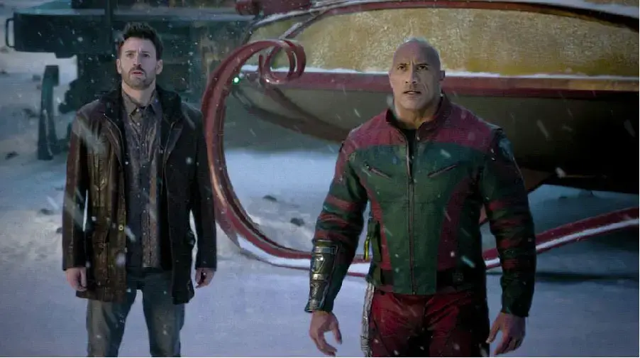 Chris Evans and Dwayne “The Rock” Johnson in “Red One”