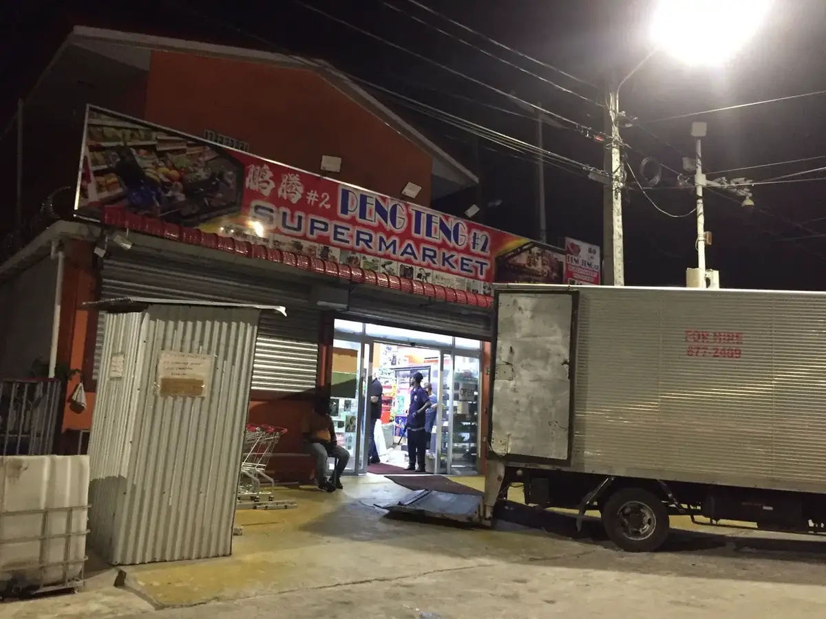 The Peng Teng #2 Chinese Supermarket, located at the corner of Independence Boulevard and Hunter Street