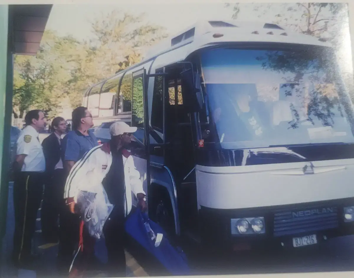 West Indies arriving at Toronto Cricket Club for the first match