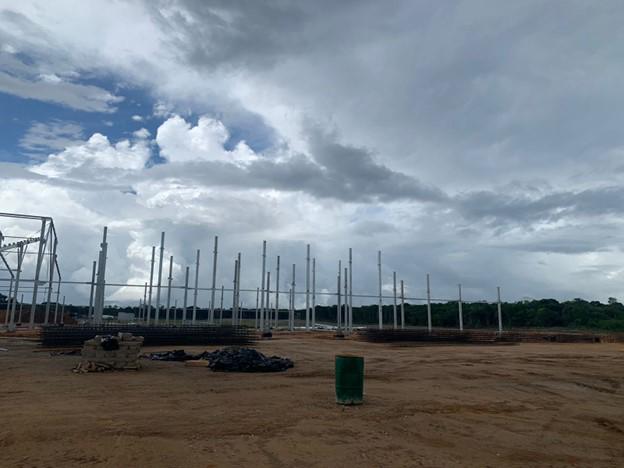 The foundation for the large pens to house the dairy cows