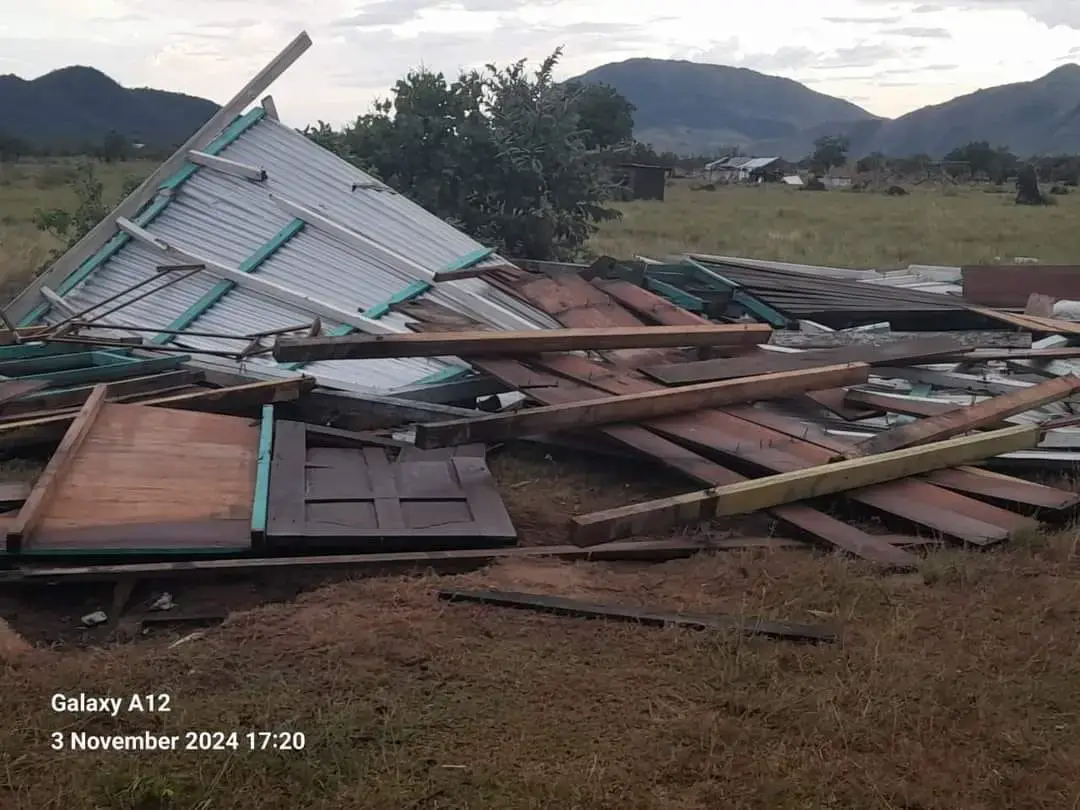 One of the destroyed homes.  (KARASABAI Home of the Sun Parakeets Facebook page)