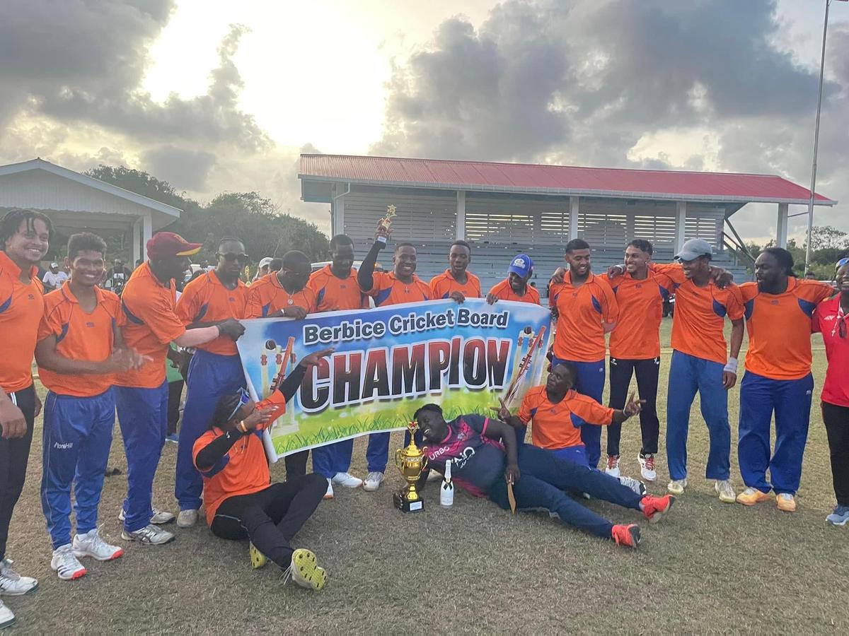 The victorious Tucber Park outfit poses with their spoils after
winning the Berbice Cricket Board/Premier 1st Division T20 Cup.