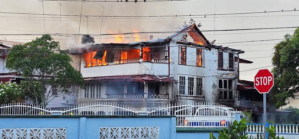 The building engulfed in flames (Raj Sukhpaul photo)