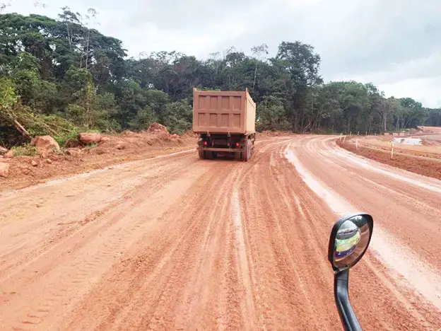 One of the speeding trucks along the trail