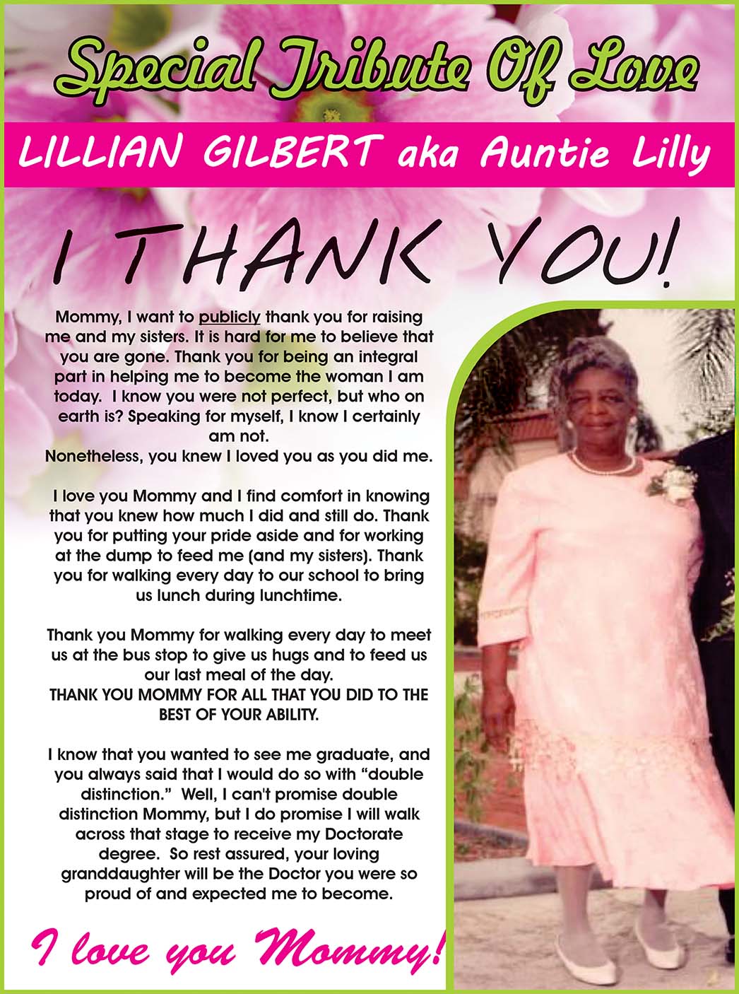 Lillian Gilbert aka Auntie Lilly - Stabroek News